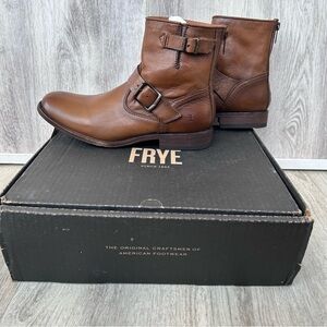 FRYE Tyler Engineer Boots Womens 9 Cognac Brown Leather Western Biker NEW W BOX
